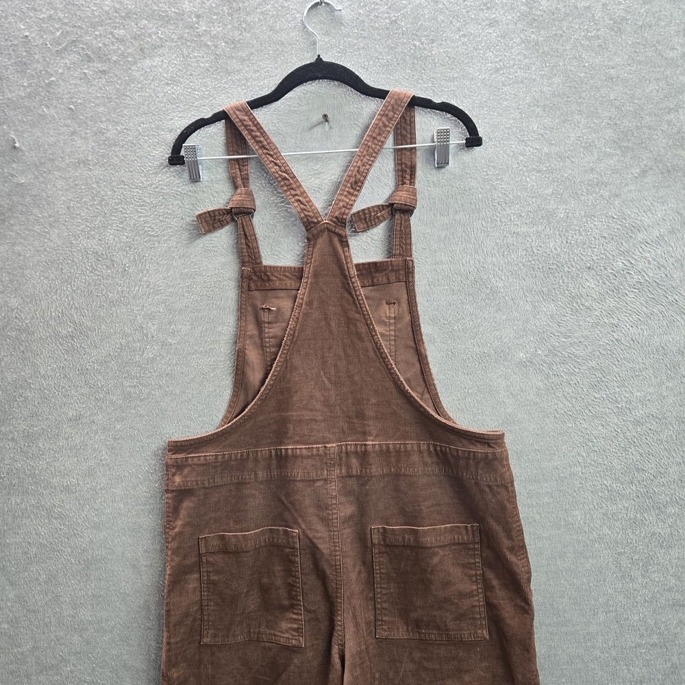 Aerie Women Pants M Brown Barrel Overalls Corduroy Utility Button 26" Inseam - Picture 11 of 11